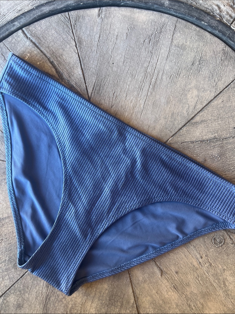 Aerie Large Ribbed Navy Blue Bikini Bottom